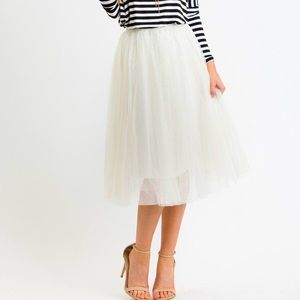 Tulle Midi Skirt - Ivory - Size M